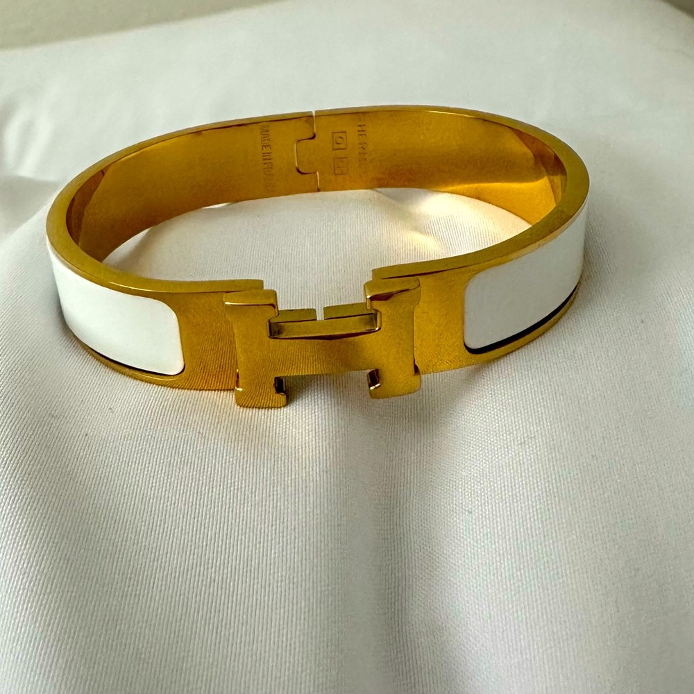 Hermes white and gold bracelet